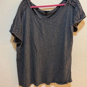 Torrid Dark Gray Top with Open Knit Sleeves